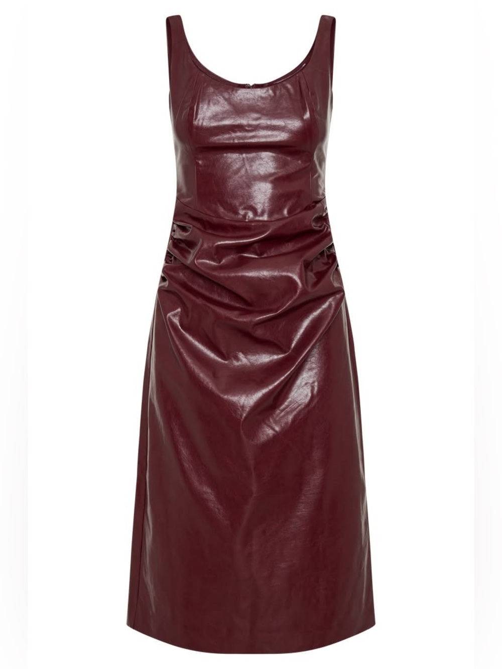Meshki • Sonia cherry red faux leather midi dress